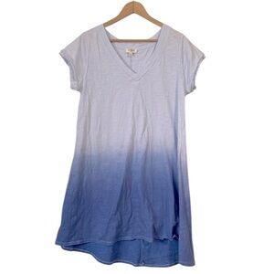Umgee V-Neck Ombre shift Dress in Blue Size Small
